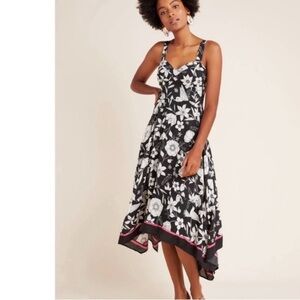 Anthropologie Maeve Floral Black and White Dress